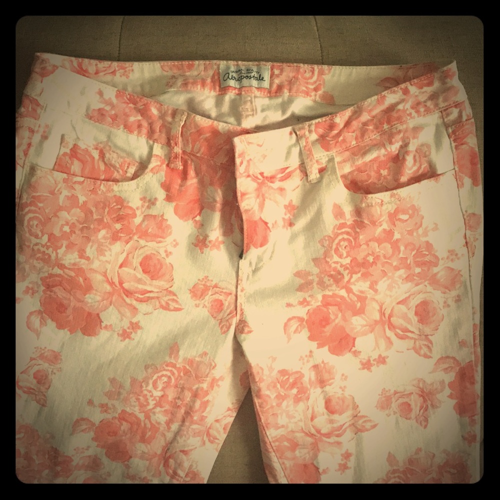 Floral print skinny jeans